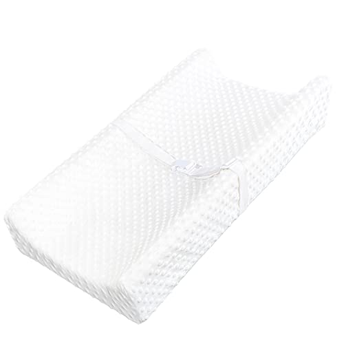 YENING Mini Baby Diaper Changing Pad for Dresser Top with Cover 27" x 16", Waterproof Lining Small Foam Contoured Changing Table Pads Topper White