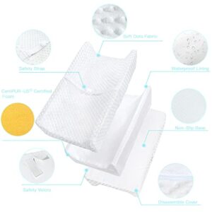 YENING Mini Baby Diaper Changing Pad for Dresser Top with Cover 27" x 16", Waterproof Lining Small Foam Contoured Changing Table Pads Topper White