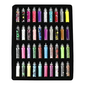homeford assorted mini craft glitter and sequins vials, 2-ounce, 40-piece