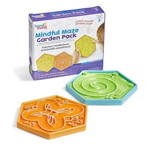 hand2mind mindful maze garden pack, finger labyrinth for kids, mindfulness for kids, sensory play therapy toys, calm down corner supplies, social emotional learning activities (set of 2)