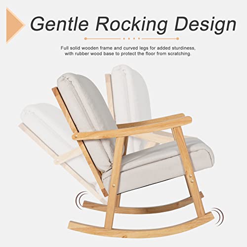 Okeysen Rocking Chair Nursery with Ottoman，Mid Century Modern Accent Chair with Upholstered Fabric, Rocker Glider Chair for Baby Nursery, Lounge Side Armchair Nursing Chair for Living Room Bedroom