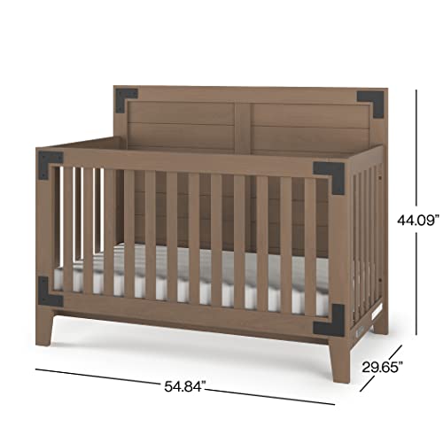 Child Craft Lucas 2-Piece Nursery Set with 4-in-1 Convertible Crib and 3 Drawer Dresser, Rustic, Modern Farmhouse (Dusty Heather)