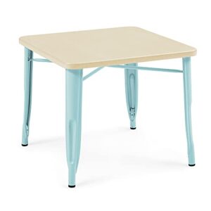 Delta Children Bistro Kids Play Table + Bistro 2-Piece Chair Set (Bundle), Aqua Metal/Natural Birch