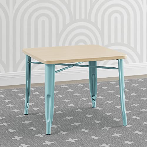 Delta Children Bistro Kids Play Table + Bistro 2-Piece Chair Set (Bundle), Aqua Metal/Natural Birch