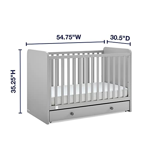 babyGap by Delta Children Graham 4-in-1 Convertible Crib with Storage Drawer TrueSleep Crib and Toddler Mattress (Bundle), Grey/Dark Grey
