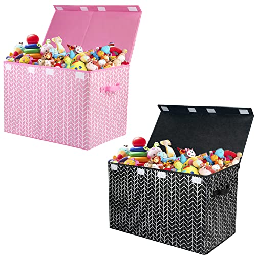 Mayniu Large Toy Storage Box Chest with Lid, Sturdy Toys Boxes Bin Organizer Baskets for Nursery, Closet, Bedroom, Playroom 25"x13" x16"