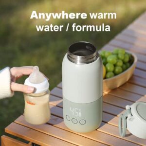 BOLOLO Portable Milk Warmer with Super Fast Charging and Cordless, Instant breastmilk, Formula or Water Warmer with 10 Ounces Big Capacity, Baby Flask for Vehicle,car,Airplane Journey