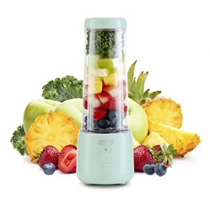 dash 16 oz personal usb bottle blender with travel lid and charging cord, single-serve smoothie and juice maker, aqua
