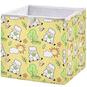 visesunny closet baskets cute sheep animal storage bins fabric baskets for organizing shelves foldable storage cube bins for clothes, toys, baby toiletry, office supply