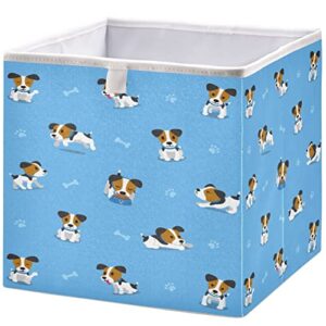 visesunny closet baskets cartoon dog and bone storage bins fabric baskets for organizing shelves foldable storage cube bins for clothes, toys, baby toiletry, office supply