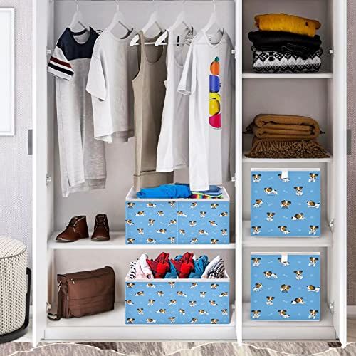 visesunny Closet Baskets Cartoon Dog and Bone Storage Bins Fabric Baskets for Organizing Shelves Foldable Storage Cube Bins for Clothes, Toys, Baby Toiletry, Office Supply