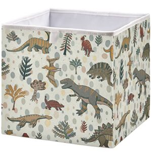 visesunny closet baskets vintage dinosaur plant storage bins fabric baskets for organizing shelves foldable storage cube bins for clothes, toys, baby toiletry, office supply