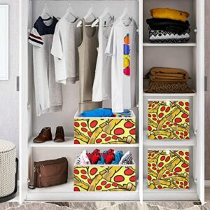 visesunny Closet Baskets Yummy Pizza All Print Storage Bins Fabric Baskets for Organizing Shelves Foldable Storage Cube Bins for Clothes, Toys, Baby Toiletry, Office Supply