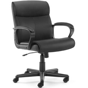 executive office chair - ergonomic low-back home computer desk chair with lumbar support, pu leather, adjustable height & swivel
