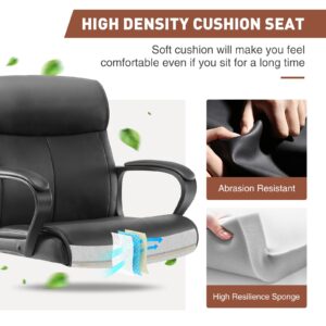 Executive Office Chair - Ergonomic Low-Back Home Computer Desk Chair with Lumbar Support, PU Leather, Adjustable Height & Swivel
