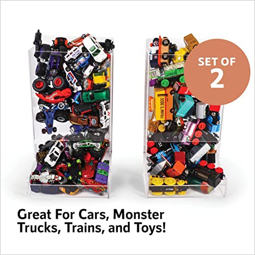 Acrylic Wall Toy Dispenser - Acrylic Wall Organizer For Toy Car, Train, Monster Trucks - Toy Car Storage - Storage Bin… (2 Pack)