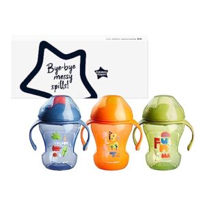 Tommee Tippee Sippee Trainer Cup with Handles, Water Bottle for Toddlers, Spill-Proof, BPA Free, 8oz, 7m+, Pack of 3, Blue, Orange and Green