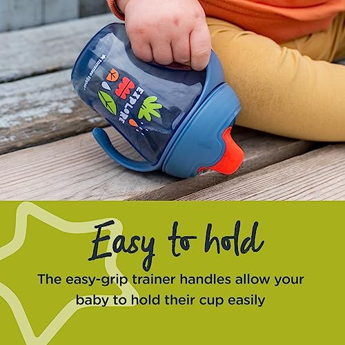 Tommee Tippee Sippee Trainer Cup with Handles, Water Bottle for Toddlers, Spill-Proof, BPA Free, 8oz, 7m+, Pack of 3, Blue, Orange and Green