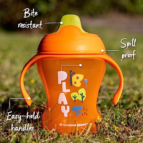 Tommee Tippee Sippee Trainer Cup with Handles, Water Bottle for Toddlers, Spill-Proof, BPA Free, 8oz, 7m+, Pack of 3, Blue, Orange and Green