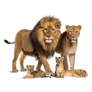 Lion Wall Sticker, 3D Jungle Wildlife Sticker Removable Wall Sticker Self Adhesive Ferocious Lion Mural Decorative Children's Nursery Living Room Bedroom Art Wall Sticker (Black)