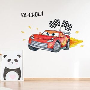 Mfault Light.Ning MCQ.Ueen Car Wall Decals Stickers, Cartoon Racing Car Nursery Decorations Boys Bedroom Art, Vehicles Infant Toddlers Kids Room Playroom Decor Gifts