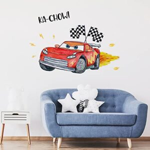 Mfault Light.Ning MCQ.Ueen Car Wall Decals Stickers, Cartoon Racing Car Nursery Decorations Boys Bedroom Art, Vehicles Infant Toddlers Kids Room Playroom Decor Gifts