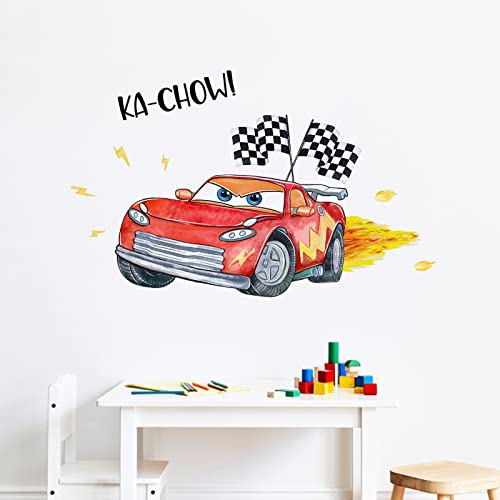 Mfault Light.Ning MCQ.Ueen Car Wall Decals Stickers, Cartoon Racing Car Nursery Decorations Boys Bedroom Art, Vehicles Infant Toddlers Kids Room Playroom Decor Gifts