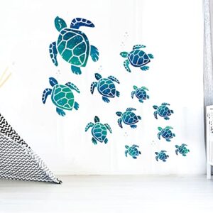 Sea Turtle Wall Decals Stickers Wall Decals Vinyl Ocean Wall Decals Under The Sea Turtle Bathroom Wall Decor for Kids Sea Life Wall Decor for Bedroom Nursery Birthday Gifts