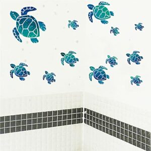 Sea Turtle Wall Decals Stickers Wall Decals Vinyl Ocean Wall Decals Under The Sea Turtle Bathroom Wall Decor for Kids Sea Life Wall Decor for Bedroom Nursery Birthday Gifts