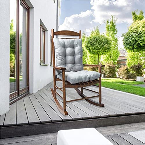 MAIGOOLE 2 Pcs/Set Rocking Chair Cushion, Weather Resistant Patio Chair Seat Cushion, Tufted Thicken Outdoor High Back Rocking Chair Pads,Grey