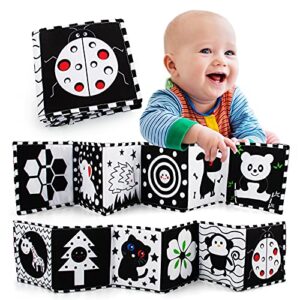 teytoy black and white high contrast sensory baby toys baby soft book for early education, infant tummy time toys, three-dimensional can be bitten and tear not rotten paper newborn toys (ladybug)