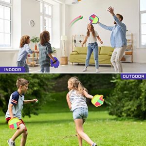 Toss and Catch Ball Game Set, 8 Paddles 4 Balls Beach Game Ball and Catch Game Set Outdoor Ball Games for Kids Adults Target Throw Catch Sticky Mitts Set for Backyard Lawn Playground