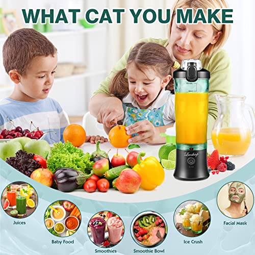 Portable Blender,22 Oz Mini Blender for Shakes and Smoothies,Personal Blender with Rechargeable USB,Fruit,Smoothie,Baby Food Mixing Machine Blender With 6 Blades ,for Home,Kitchen,Travel ,Sports (black)