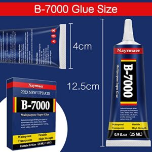 B-7000 Jewelry Glue with Precision Tip, High Flexible Craft Glue, Waterproof Rhinestone Glue for Jewelry, Craft DIY, Clothes, Shoes (25ml)