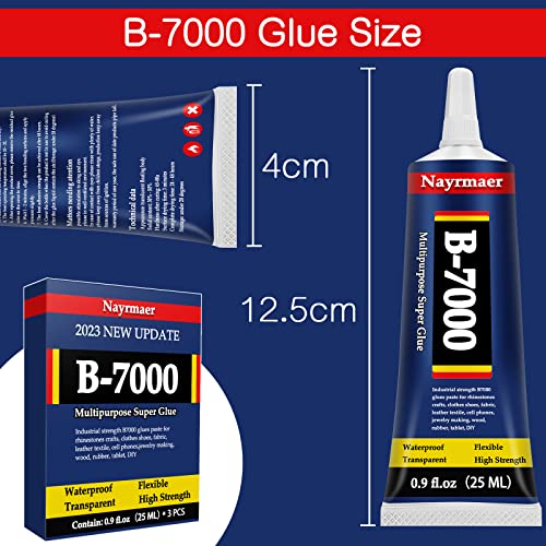 B-7000 Jewelry Glue with Precision Tip, High Flexible Craft Glue, Waterproof Rhinestone Glue for Jewelry, Craft DIY, Clothes, Shoes (25ml)