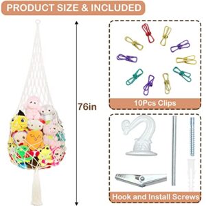 Yamamine Stuffed Animal Storage Stuffed Animal Net or Hammock Large Stuffed Animal Hammock Ceiling Hanging Stuffed Animal Net Holder Toy Hammock for Stuff Animals Storage Corner,Cream