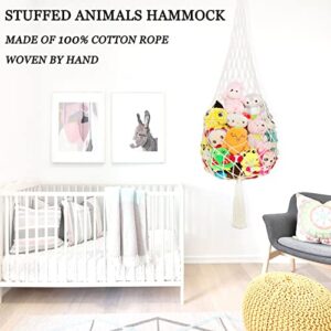 Yamamine Stuffed Animal Storage Stuffed Animal Net or Hammock Large Stuffed Animal Hammock Ceiling Hanging Stuffed Animal Net Holder Toy Hammock for Stuff Animals Storage Corner,Cream