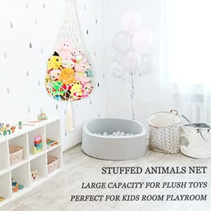 Yamamine Stuffed Animal Storage Stuffed Animal Net or Hammock Large Stuffed Animal Hammock Ceiling Hanging Stuffed Animal Net Holder Toy Hammock for Stuff Animals Storage Corner,Cream