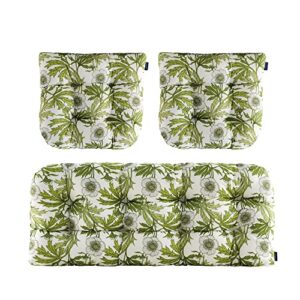 blisswalk outdoor chair cushions,3 piece loveseat outdoor cushions set,floral,tufted/wicker patio cushions for patio furniture all weather,，（44"x19" & 19"x19",