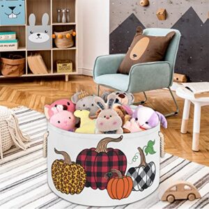 St.patrick 's Day Pumpkins Large Round Baskets for Storage Laundry Baskets with Handles Blanket Storage Basket for Bathroom Shelves Bins for Organizing Nursery Hamper Girl Boy