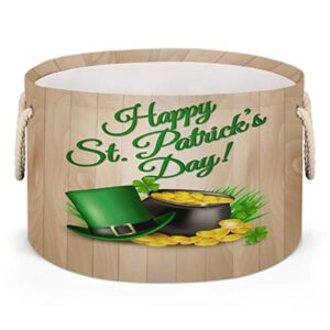 saint patrick's day green hat (3) large round baskets for storage laundry baskets with handles blanket storage basket for bathroom shelves bins for organizing nursery hamper girl boy