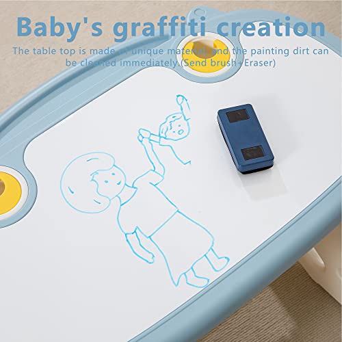 WHY TOYS Kids Table and Chair Set The Table Can Be Graffiti and The Height Can Be Raised and Lowered for Children Age 2-10 The Order Includes Watercolor Pen and Blackboard Eraser