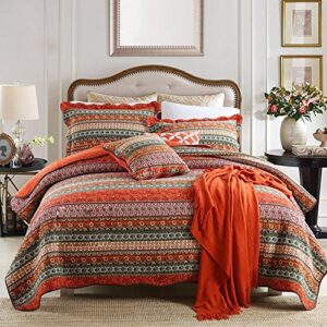 newlake cotton 3-piece patchwork bedspread quilt sets and quilt throw blanket bundle