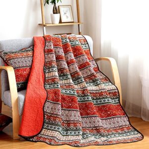 NEWLAKE Cotton 3-Piece Patchwork Bedspread Quilt Sets and Quilt Throw Blanket Bundle