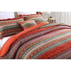 NEWLAKE Cotton 3-Piece Patchwork Bedspread Quilt Sets and Quilt Throw Blanket Bundle