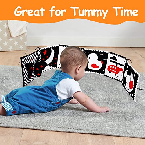 Black and White High Contrast Baby Toys 0-6 6-12 Months Soft Baby Book for Newborn Brain Development Tummy Time Toys Infant Sensory Crinkle Toys 0-3 3-6 Month Montessori Learning Activities for Babies