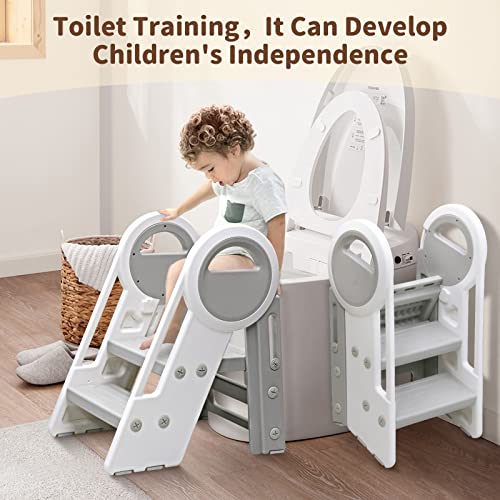 Sephyroth Kid Step Stools for Bathroom Sink,Adjustable 3 Step Stools with Handles to 2 Step Stool for Kids Toilet Potty Training,Kitchen Counter Plastic Toddler Step Stool Helper(White)