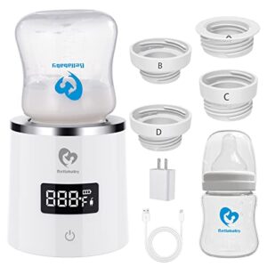 portable bottle warmer, bellababy cordless rechargeable baby bottle warmer for travel, with bottle & 4 leak-proof adapters, 4 accurate temperature adjustable for breastmilk or formula