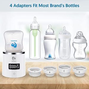 Portable Bottle Warmer, Bellababy Cordless Rechargeable Baby Bottle Warmer for Travel, with Bottle & 4 Leak-Proof Adapters, 4 Accurate Temperature Adjustable for Breastmilk or Formula