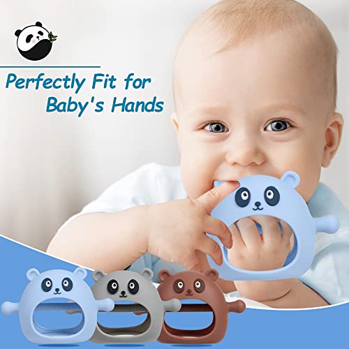 Mytium Teething Toys,3PCS Silicone Baby Teether Toy for 3+ Months Infants Baby Easy to Hold Mitten Teether for Baby Chew Toys and Sucking Needs